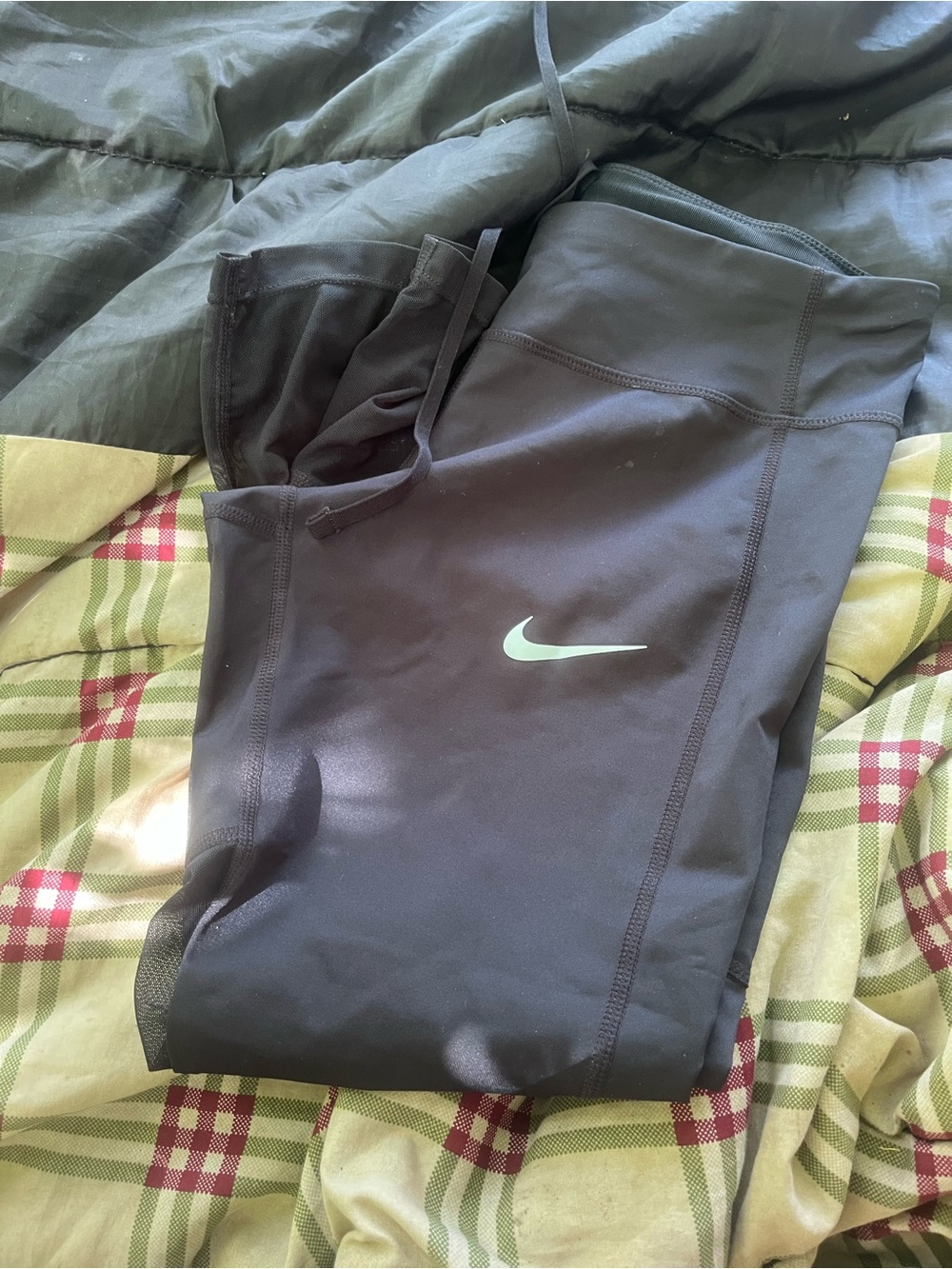 Nike Kids Black Leggings with White Swoosh
